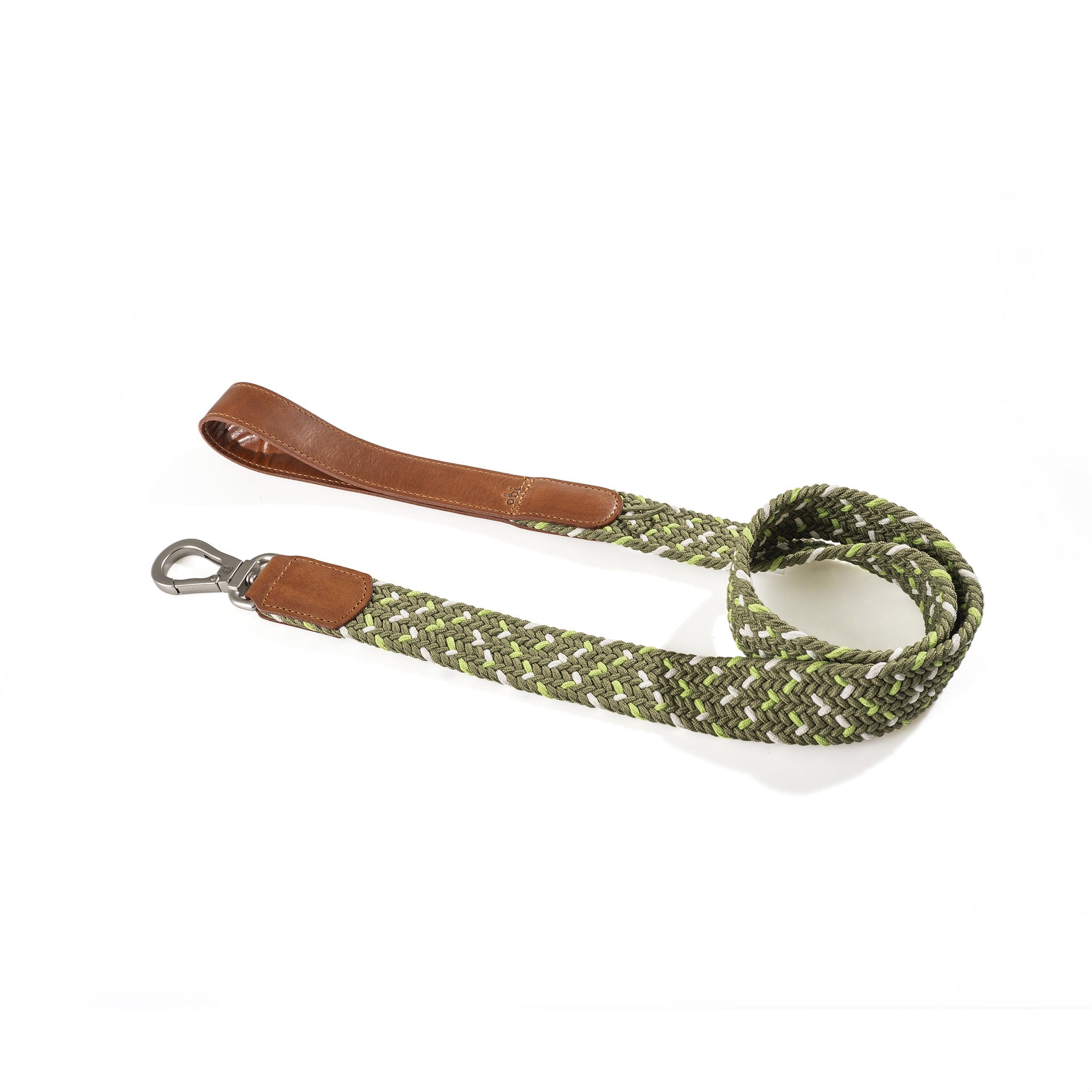 COMBO  collar + correa trenzado para perro- OLIVE