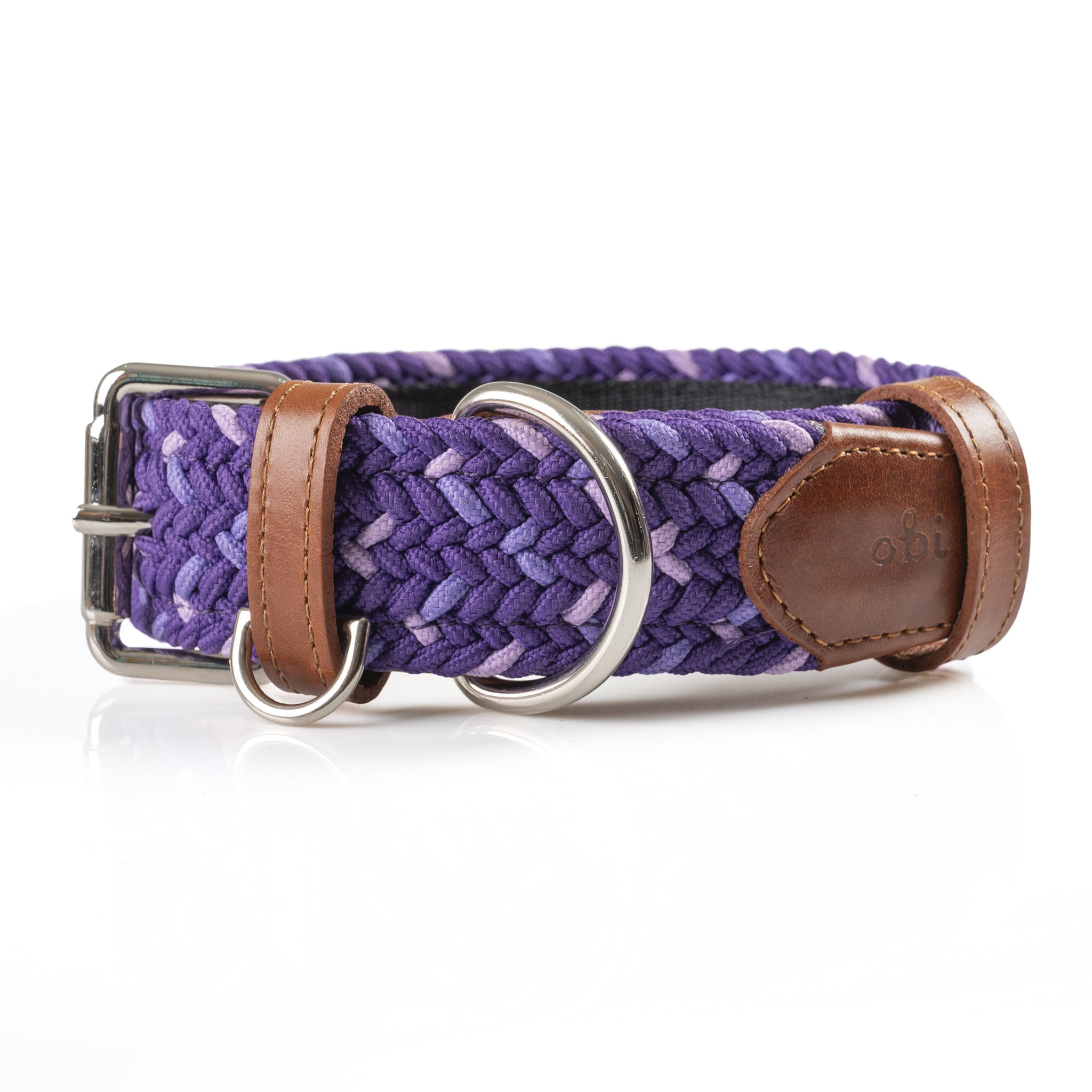 COMBO collar + correa trenzado para perro - VIOLETA