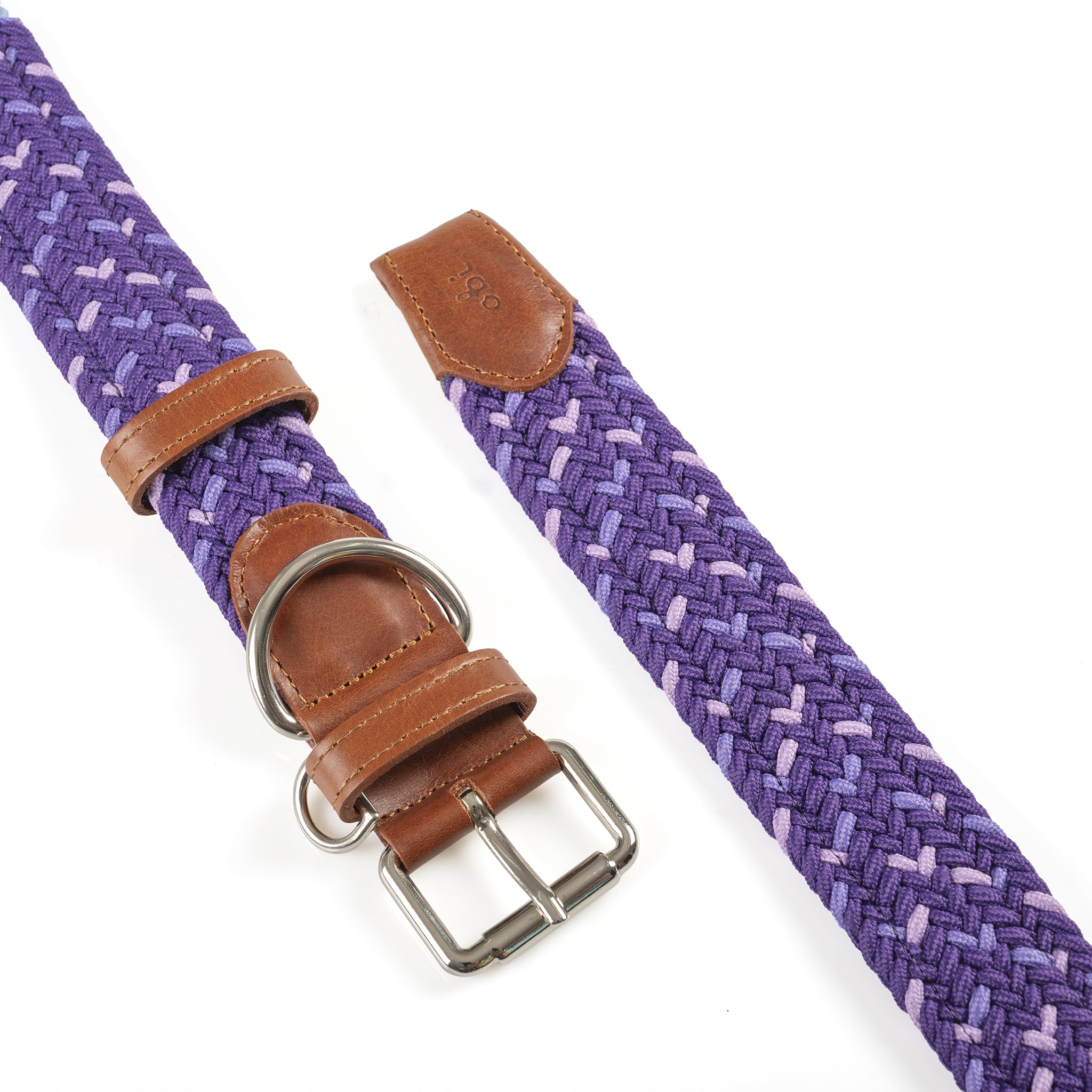 COMBO collar + correa trenzado para perro - VIOLETA