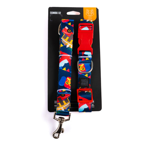 Collar y correa para perros estampado - CARIBE